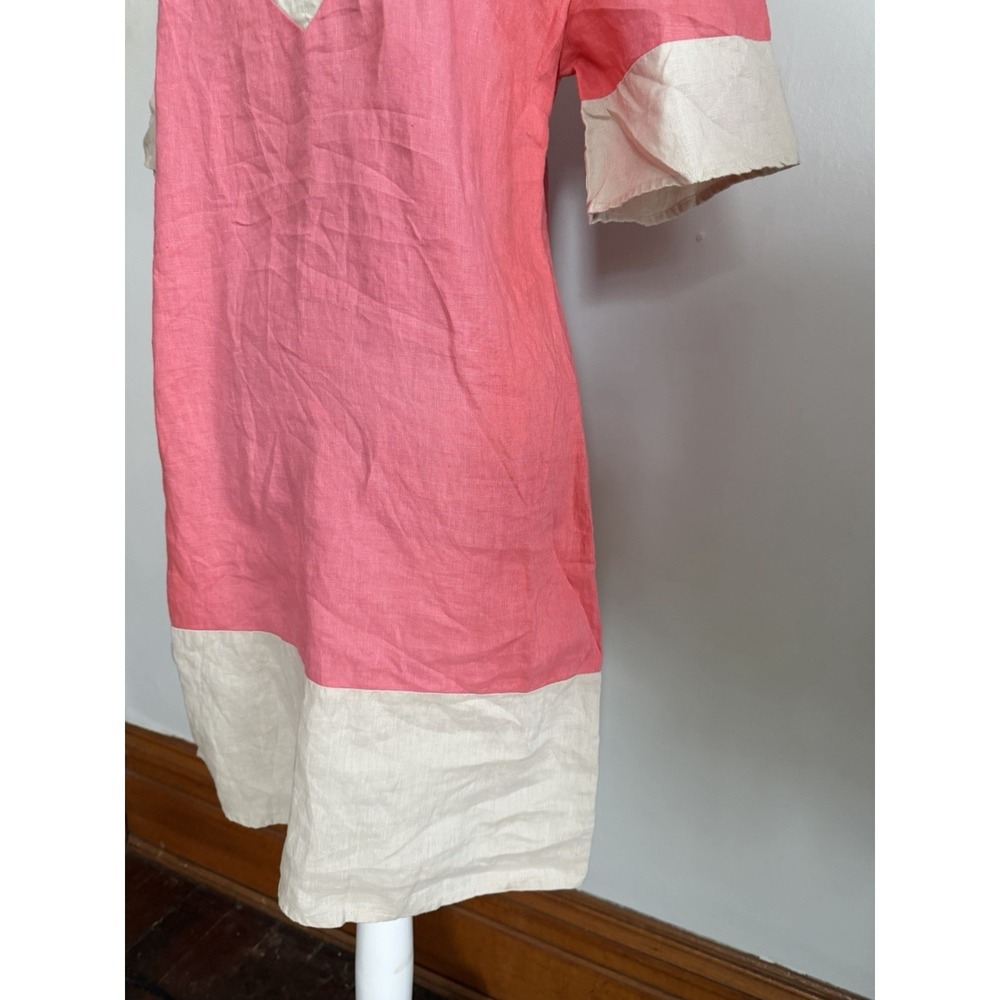 Linen Carrie Pink Shift Dress: Minimalist Preppy Old Money XS French Curve - Picture 4 of 10